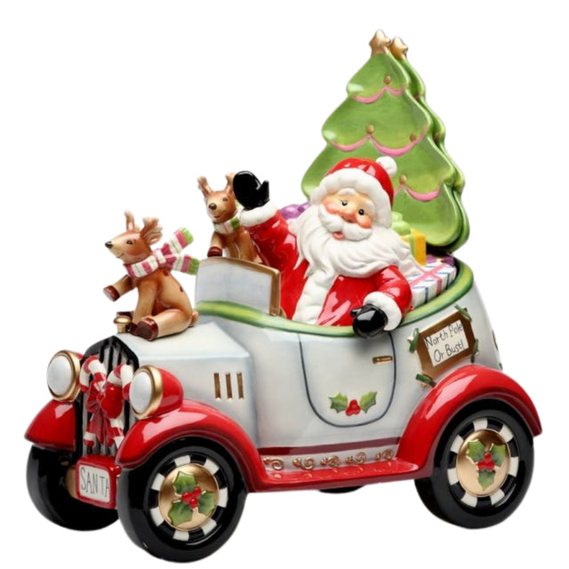 I Believe: Santa Driving Cookie Jar Salt Pepper Shaker Set Plates Set