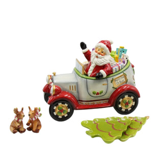 Cosmos I Believe: Santa Driving Cookie Jar Salt Pepper Shaker Set Plates Set