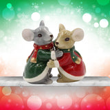 Christmas Mice Salt And Pepper Shaker Set- Green & Red