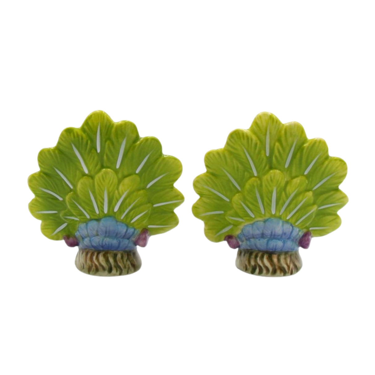 Blue Peacock Salt And Pepper Shaker Set