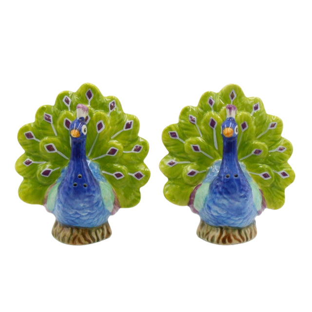 Blue Peacock Salt And Pepper Shaker Set