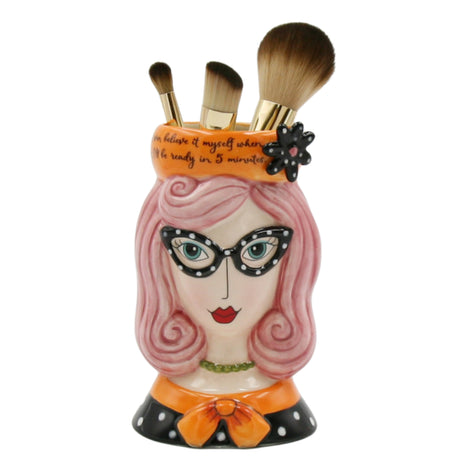 Dollymama Vase -Pink Hair Makeup Brush Holder