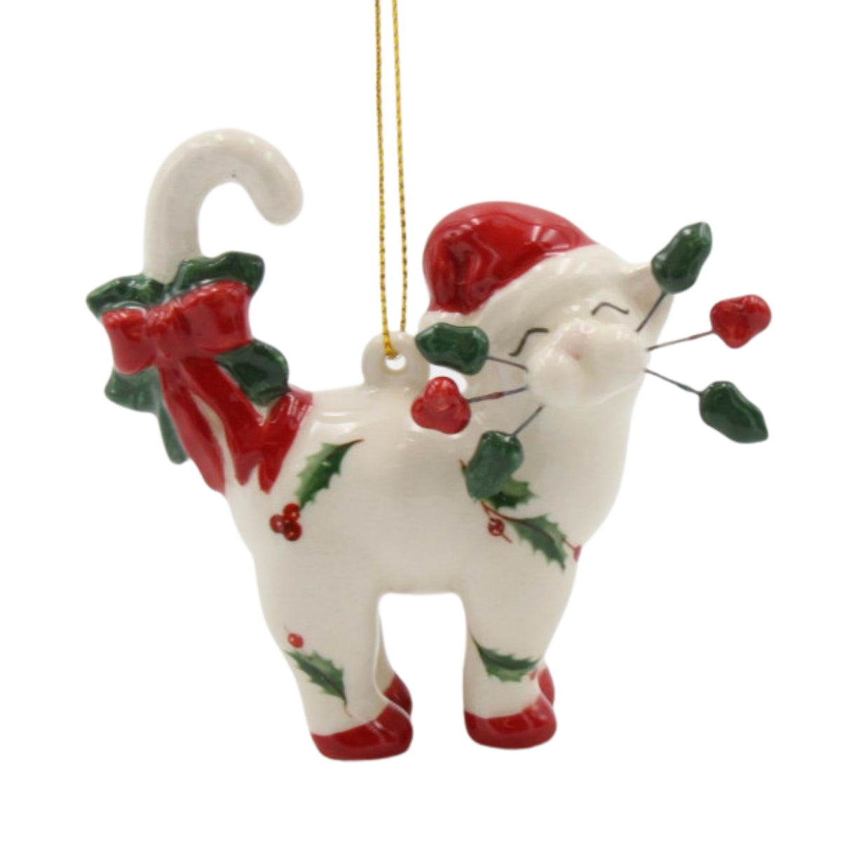 Christmas 2024 Whimsical Whisker Cat Ornament -Candy Cane