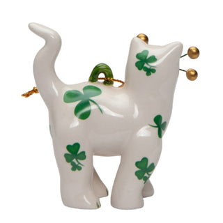 Whimsical Whisker Cat Ornament -Shamrock