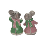 Christmas Mice Salt And Pepper Shaker Set- Pink & Green