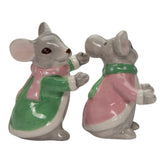 Christmas Mice Salt And Pepper Shaker Set- Pink & Green