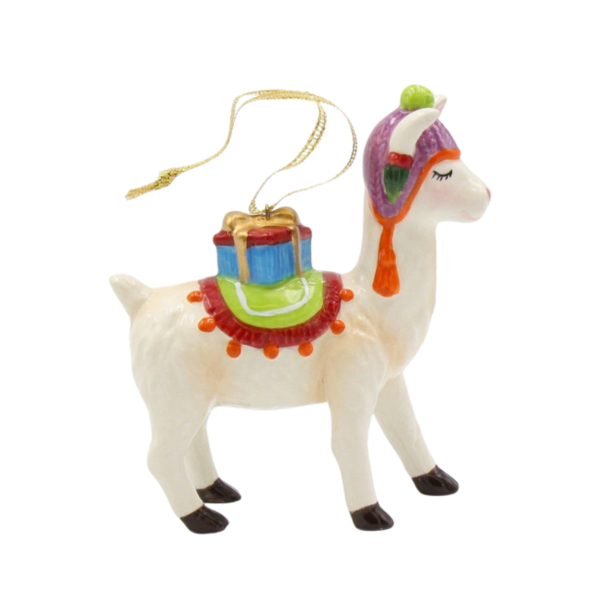 Christmas Whimsical Llama with Gift Ornament