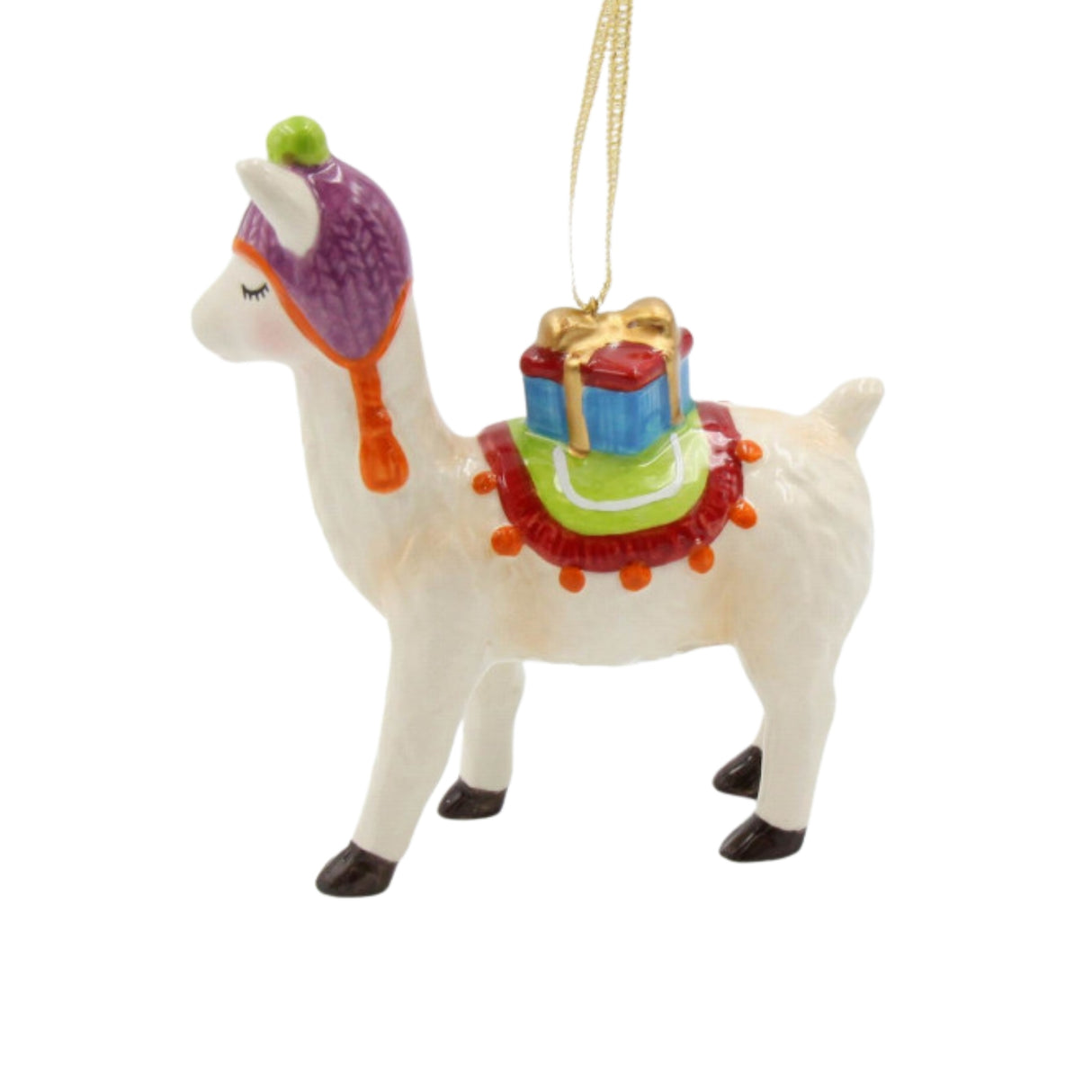 Christmas Whimsical Llama with Gift Ornament