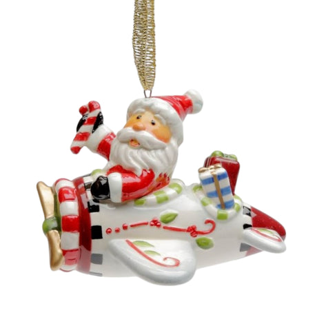 Cosmos I believe Collection Christmas Whimsical Santa With Airplane Ornament