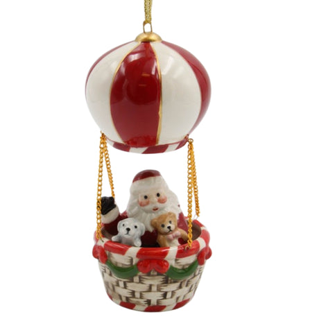 Christmas 2024 Whimsical Santa & Dogs Hot Air Balloon Ornament