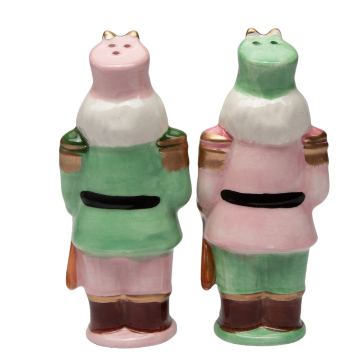 Christmas Pastel Nutcracker Salt And Pepper Shaker Set Pink Green