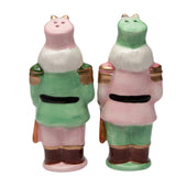 Christmas Pastel Nutcracker Salt And Pepper Shaker Set Pink Green