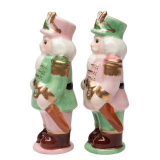 Cosmos Christmas Pastel Nutcracker Salt And Pepper Shaker Set Pink Green