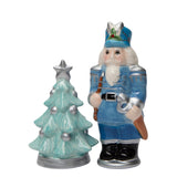 Christmas Blue Nutcracker & X'mas Tree Salt And Pepper Shaker Set