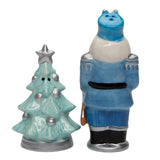 Christmas Blue Nutcracker & X'mas Tree Salt And Pepper Shaker Set