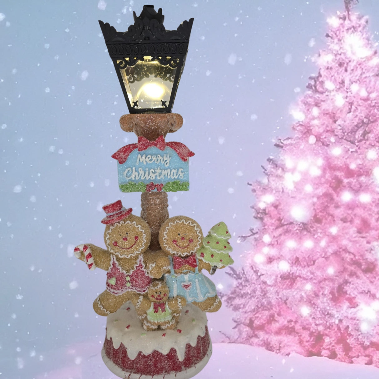 Christmas Sparkle Gingerbread Light up Lamp Post