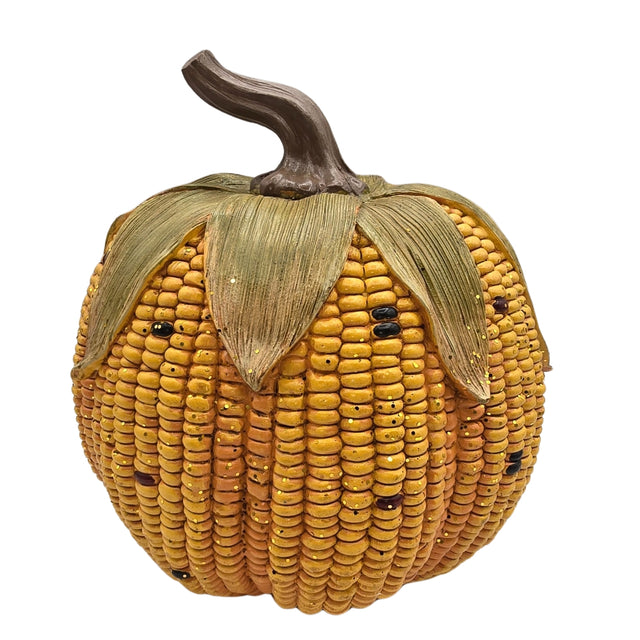 Harvest Yellow Kernal Field Corn Pumpkin With Husks