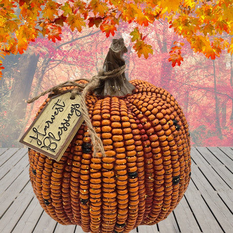 Harvest Blessings Tagged Orange Kernal Field Corn Pumpkin