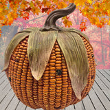 Harvest Orange Kernal Field Corn Pumpkin With Husks