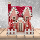 Raz Imports Pink Village Cape Cod House Ornament 3.5" #3