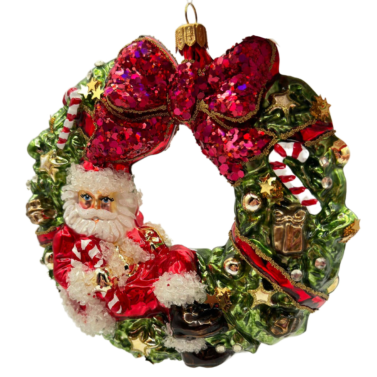 HeARTfully Yours "Long Winters Nap" Santa Wreath Christmas Ornament