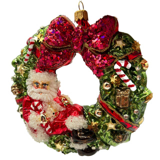 HeARTfully Yours "Long Winters Nap" Santa Wreath Christmas Ornament