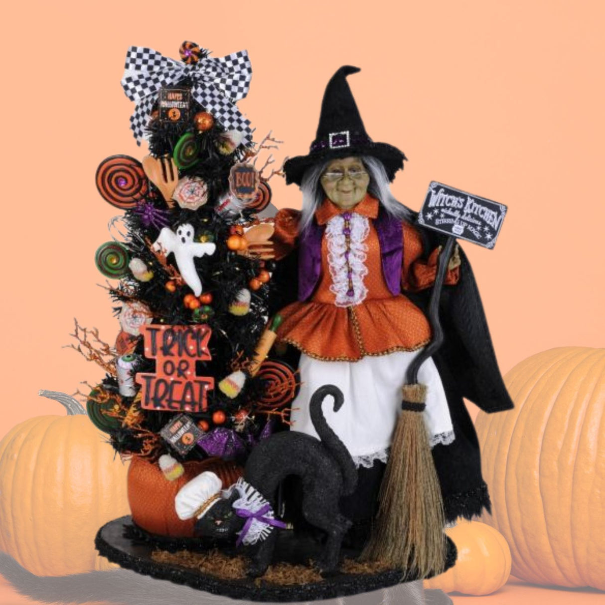 Karen Didion Lighted Tricks or Treats Kitchen Witch