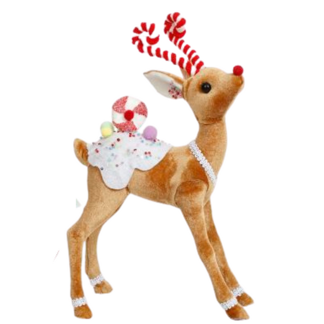 Christmas Candied Brown Deer, 12 inches