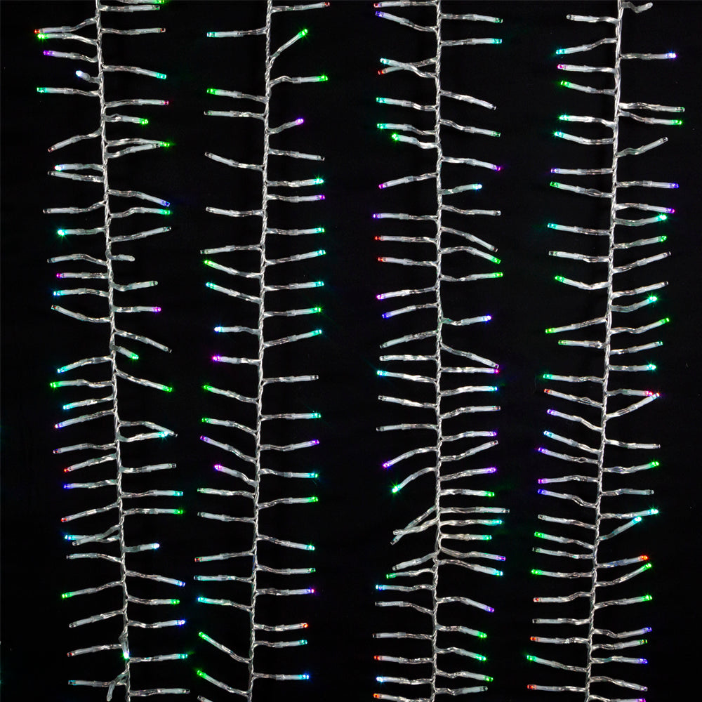 PRE_ORDER Kurt Adler 16' 480-Light RGB 3MM LED Twinkle Cluster Garland With Clear Wire AD1049RGB