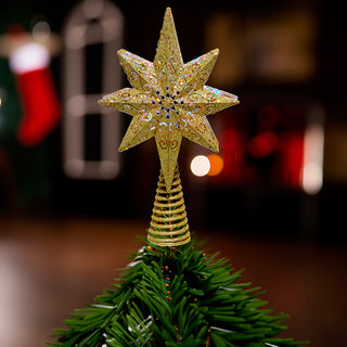 13.75" Gold Glitter Polaris Star Projector Treetop AD1055