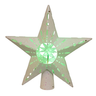 11.8" White Iridescent LED Star With Rotating Ornament Treetop AD1072