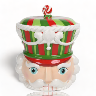 December Diamonds Red / Green Nutcracker Cookie Jar 29-29437