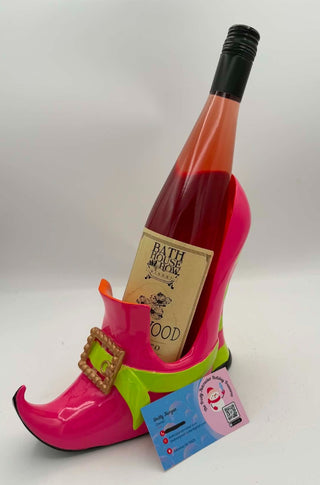 Pink Halloween Witch Shoe Wine Holder 29-30171 Ghoulish Goodies