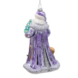 Bellissimo Glass Periwinkle Santa Ornament