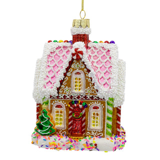 PRE-ORDER Bellissimo Glass Gingerbread House Ornament BELL0047