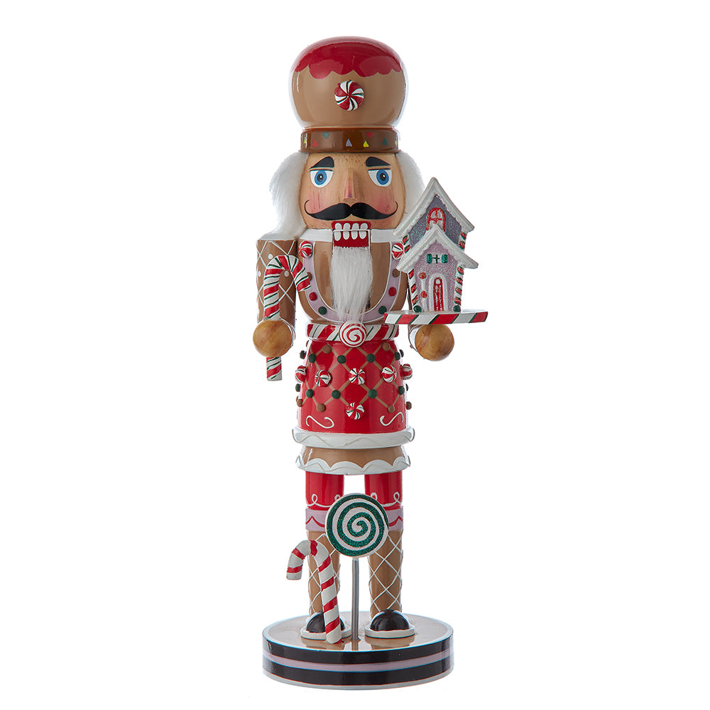 Kurt Adler 12" Pastel Christmas Gingerbread Nutcracker with Purple House