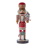 Kurt Adler 12" Pastel Christmas Gingerbread Nutcracker with Purple House