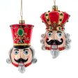 Glass Nutcracker & King Head Ornaments Set of 2