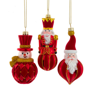 Glass Red & Gold Santa, Snowman Nutcracker Ornament C6434