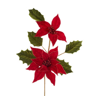 Holly & Poinsettia Christmas Pick C9453
