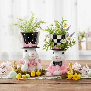 Pre-Order Whimsical Pink & Black Dot Girl Bunny Bust Planter  MT26638