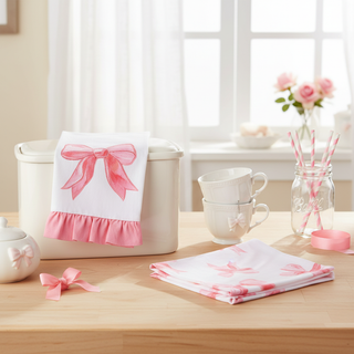 Pre-Order Pink Bow Bubblegum Bows Tea Towels 4656011 Easter