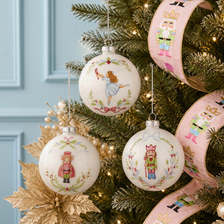 Raz 4" Set of 3 Nutcracker Suite Ball Glass Christmas Ornament 4625279