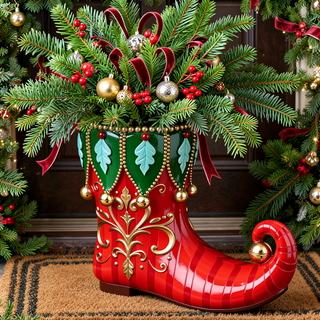 Raz 17" Large Elf Shoe Planter Christmas Decoration 4657672