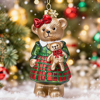 December Diamonds 5in Bear Girl w/Doll Ornament  29-30733