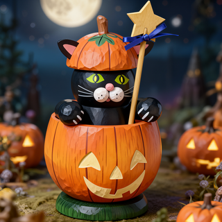 Christian Ulbricht Incense Burner - Halloween Black Cat in Pumpkin 35-485