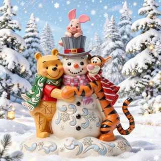 Jim Shore Disney Traditions - Pooh & Friend Snowman Figurine 6018716