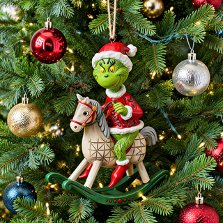 Jim Shore Dr Suess Collection - Grinch on Rocking Horse Ornament 6018966