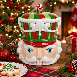 December Diamonds Red / Green Nutcracker Cookie Jar 29-29437