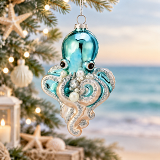 Regency Glass Pearl Glitter Octopus Ornament MTX78585